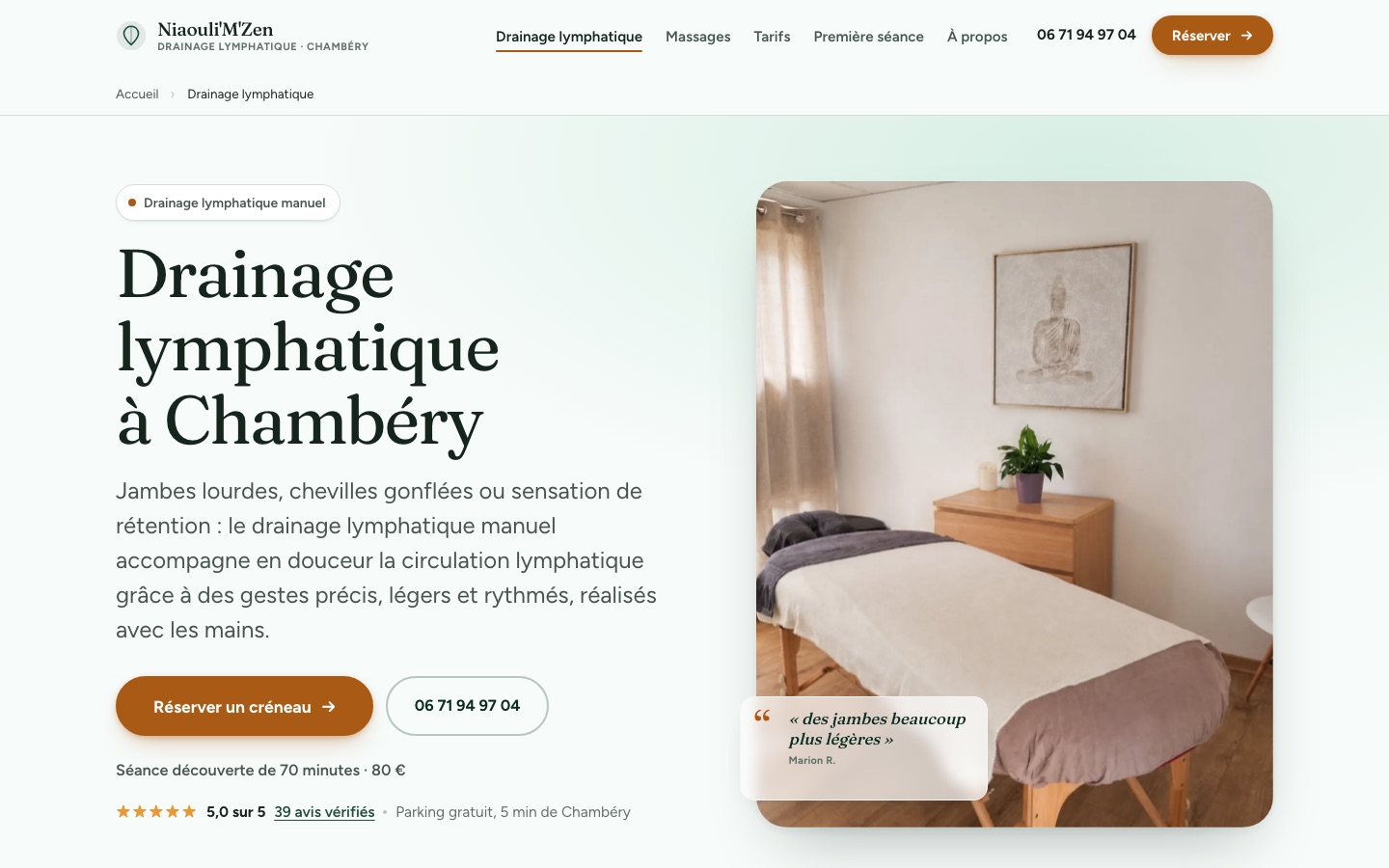 Page d'accueil du site Niaouli'M'Zen